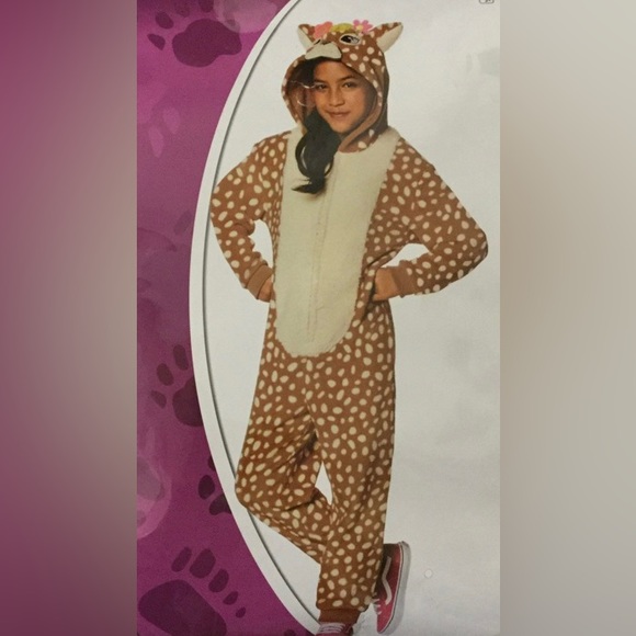 Spirit Halloween Union Suit Hooded Deer Fawn Size Child Medium (8-10) - Picture 1 of 7